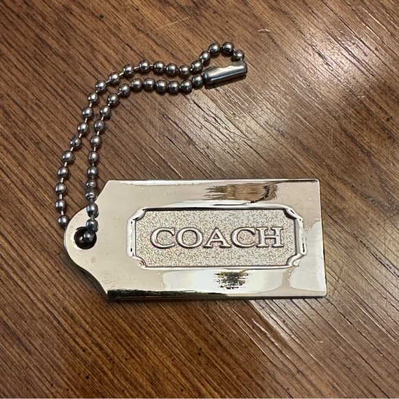 Coach Metallic Silver Purse Keychain, Dog tag - Picture 5 of 7